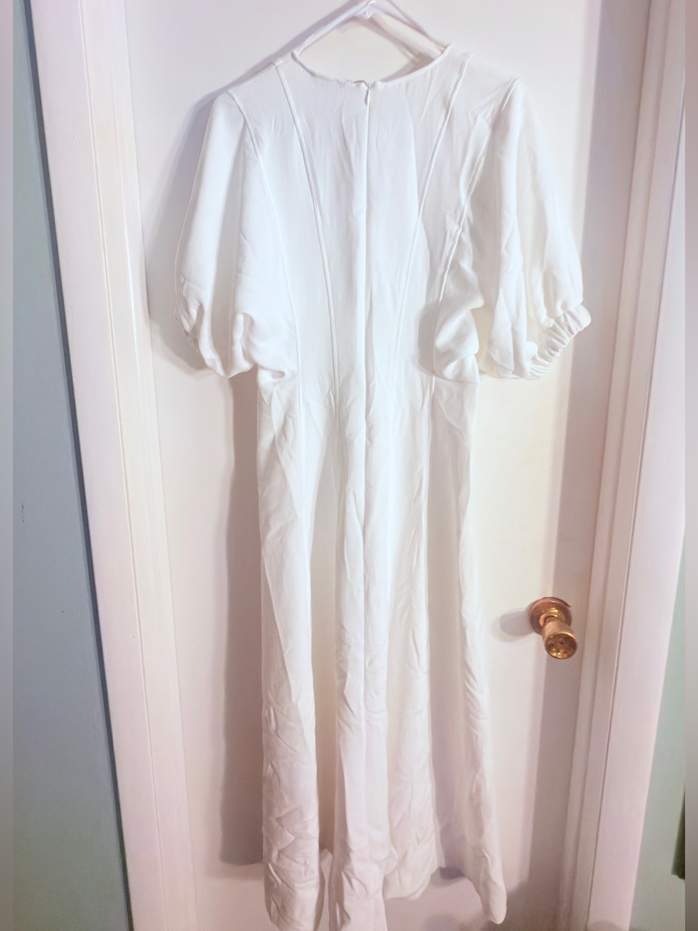 Zara Balloon Sleeve Solid White Mido Dress NWT - Picture 4 of 7